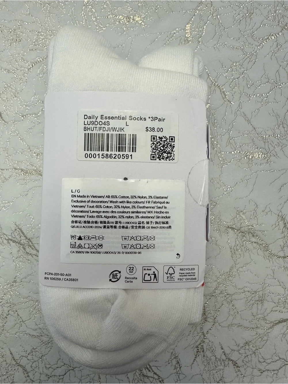 Lululemon Daily Essential Quarter Length Socks 3-Pack